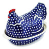 Polish Pottery Hen Shaped Jar 13&quot; Blue Eyes