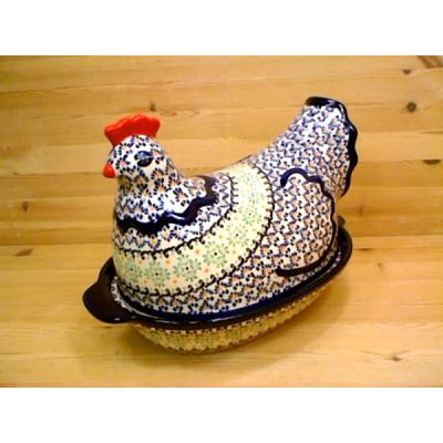 Polish Pottery Hen Shaped Jar 13&quot;