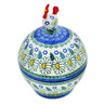 Polish Pottery Hen Shaped Jar 7&quot; Crazy Daisy