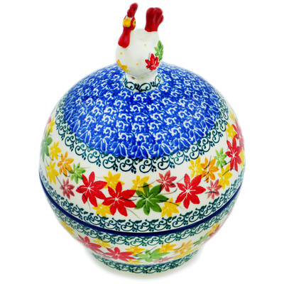 Polish Pottery Hen Shaped Jar 7&quot; Fall Vibes