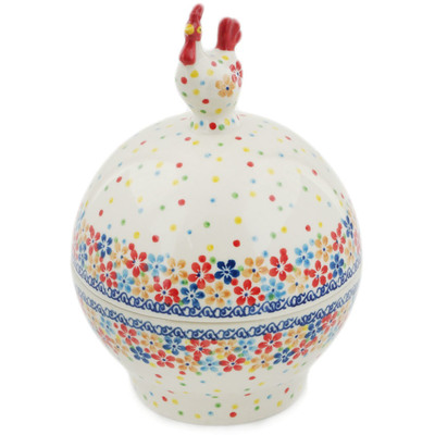 Polish Pottery Hen Shaped Jar 7&quot; Joy