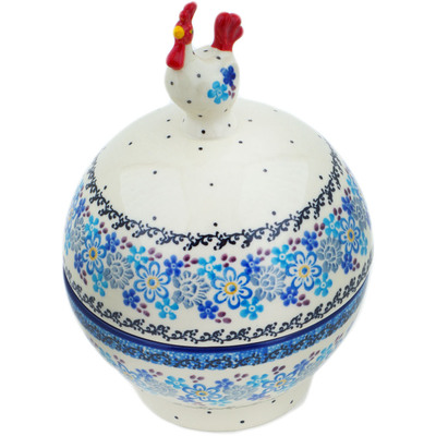 Polish Pottery Hen Shaped Jar 7&quot; Spring Garden
