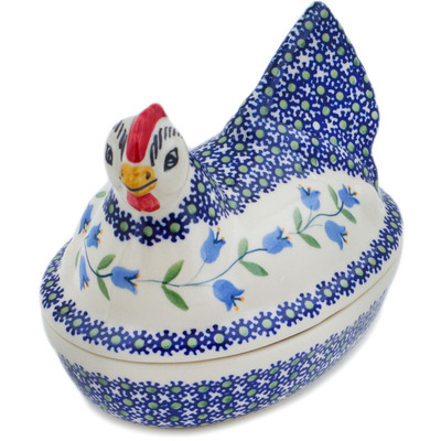 Polish Pottery Hen Shaped Jar 7&quot; Sweet Dreams