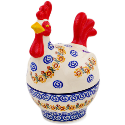 Polish Pottery Hen Shaped Jar 8&quot;