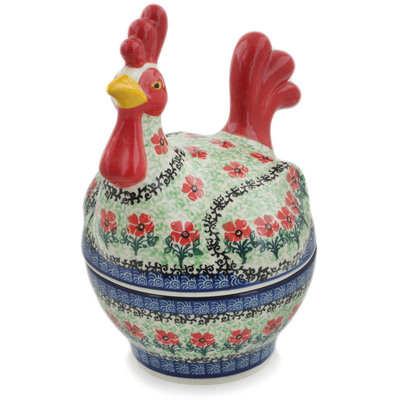 Polish Pottery Hen Shaped Jar 8&quot; Maraschino