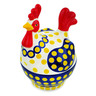 Polish Pottery Hen Shaped Jar 8&quot; Yellow Dots