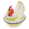Polish Pottery Hen Shaped Jar 9&quot; Country Spring