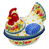 Polish Pottery Hen Shaped Jar 9&quot; Fall Vibes