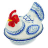 Polish Pottery Hen Shaped Jar 9&quot; Waiting Birds UNIKAT