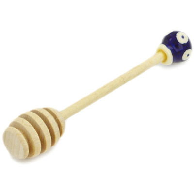 Wood Honey Dipper 6&quot; Peacock