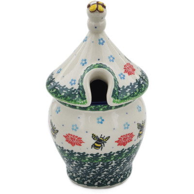 Polish Pottery Honey Jar 12 oz Bee Is Looking For Flowers