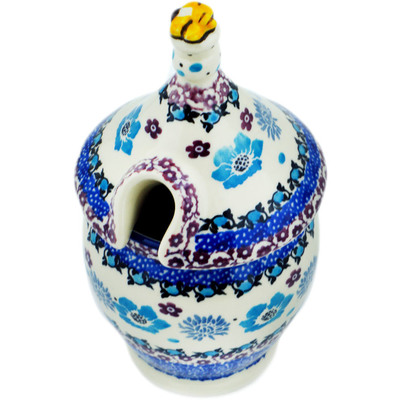 Polish Pottery Honey Jar 12 oz Blooming Blues