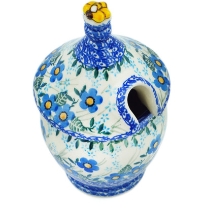 Polish Pottery Honey Jar 12 oz Blue Joy