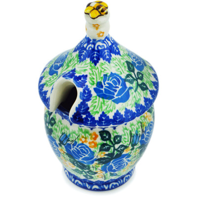 Polish Pottery Honey Jar 12 oz English Rose UNIKAT