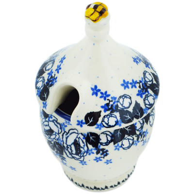 Polish Pottery Honey Jar 12 oz Flowers At Dusk