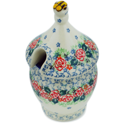 Polish Pottery Honey Jar 12 oz Rose Wreath UNIKAT