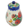 Polish Pottery Honey Jar 9 oz Fluttering Near The Roses UNIKAT