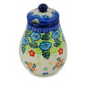 Polish Pottery Honey Jar 9 oz Monstera Blooms UNIKAT