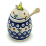 Polish Pottery Honey Jar with Dipper 5&quot; Mosquito