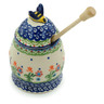 Polish Pottery Honey Jar with Dipper 5&quot; Spring Flowers
