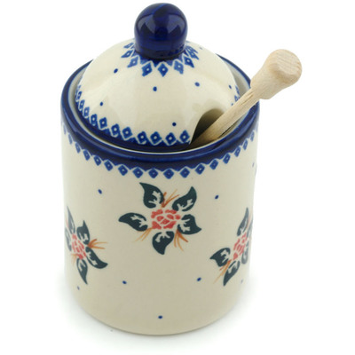 Polish Pottery Honey Jar with Dipper 6&quot; Simple Christmas
