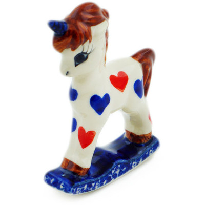 Polish Pottery Horse Figurine 3&quot; Loving UNIKAT