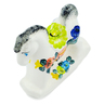 Faience Horse Figurine 4&quot; Blooming Roses