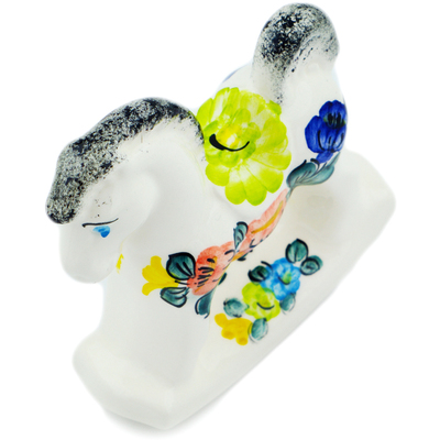 Faience Horse Figurine 4&quot; Blooming Roses