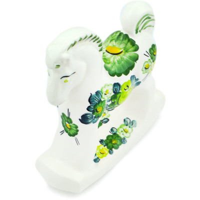 Faience Horse Figurine 5&quot; Green Wave