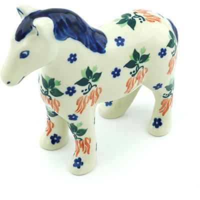 Polish Pottery Horse Figurine 6&quot; Hanging Flowers