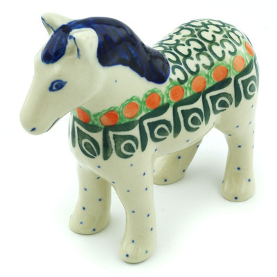 Polish Pottery Horse Figurine 6&quot; Indian Trail
