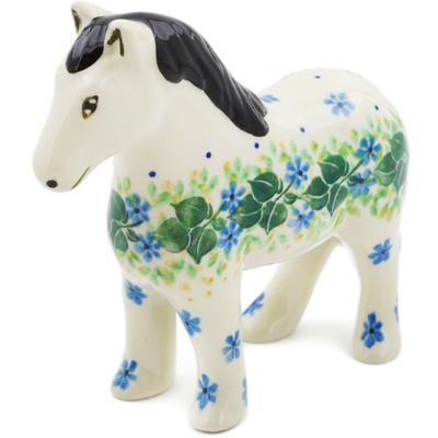 Polish Pottery Horse Figurine 6&quot; Leaf Wreath