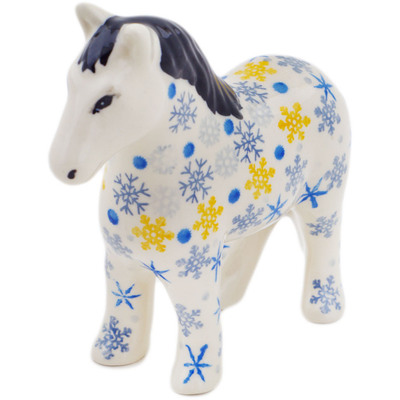 Polish Pottery Horse Figurine 6&quot; Snow Is Falling