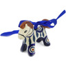 Polish Pottery Horse Ornament 3&quot; Peacock Leaves