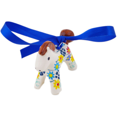 Polish Pottery Horse Ornament 3&quot; Primary Spring UNIKAT