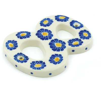 Polish Pottery House Number EIGHT (8) 4-inch Blue Zinnia