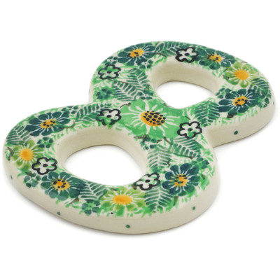 Polish Pottery House Number EIGHT (8) 4-inch Green Wreath UNIKAT