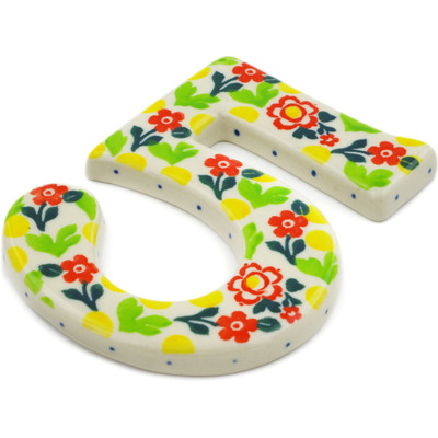 Polish Pottery House Number FIVE (Five) 4-inch Floral Puzzles UNIKAT