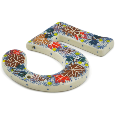 Polish Pottery House Number FIVE (Five) 4-inch tall Autumn Falling Leaves UNIKAT