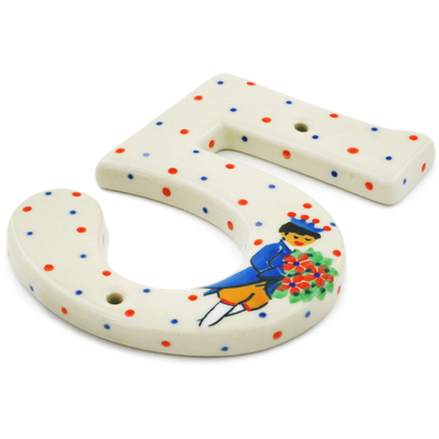 Polish Pottery House Number FIVE (Five) 4-inch tall Charming Prince UNIKAT