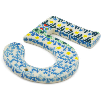 Polish Pottery House Number FIVE (Five) 4-inch tall Christmas Forest UNIKAT