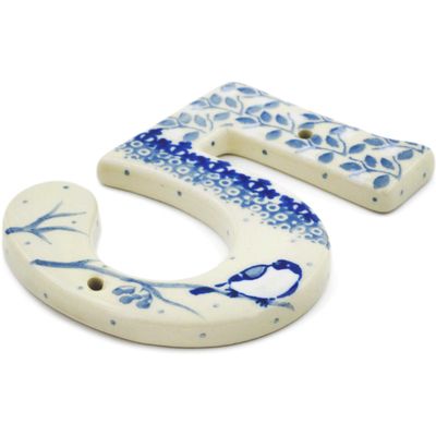 Polish Pottery House Number FIVE (Five) 4-inch tall Waiting Birds UNIKAT