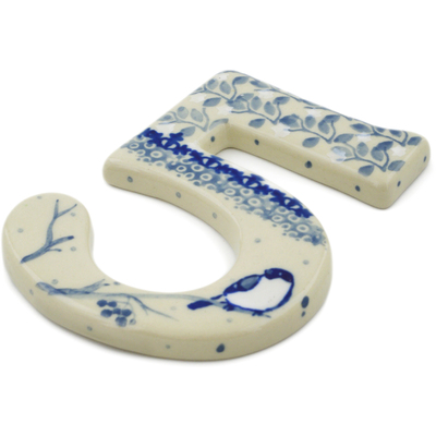 Polish Pottery House Number FIVE (Five) 4-inch Waiting Birds UNIKAT