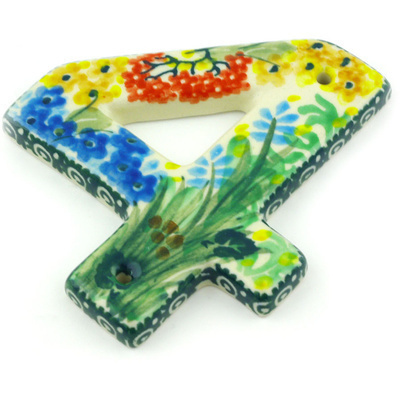 Polish Pottery House Number FOUR (4) 4-inch Garden Delight UNIKAT