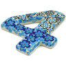 Polish Pottery House Number FOUR (4) 4-inch Out Of Blue UNIKAT