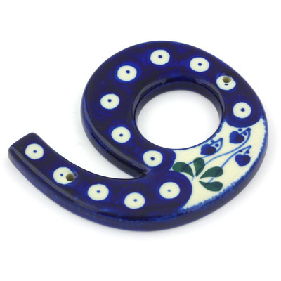 Polish Pottery House Number NINE (9) 4-inch Bleeding Heart Peacock