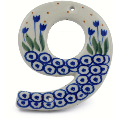 Polish Pottery House Number NINE (9) 4-inch Water Tulip