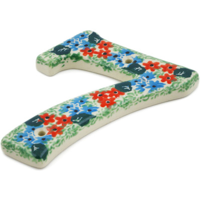 Polish Pottery House Number SEVEN (7) 4-inch Summer Landscape UNIKAT