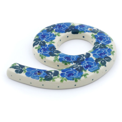 Polish Pottery House Number Six (6) 4-inch Blue Rose