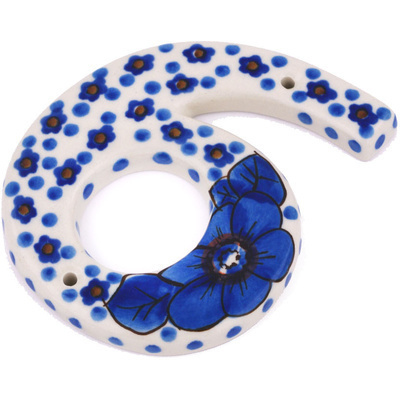 Polish Pottery House Number Six (6) 4-inch Cobalt Poppies UNIKAT